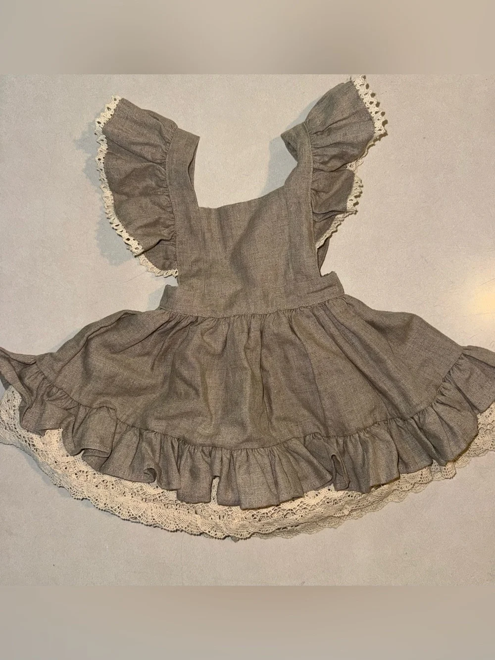 Sweet Jane Irish Linen Baby Dress 6 Months 6M Lacy Ruffle Pinafore